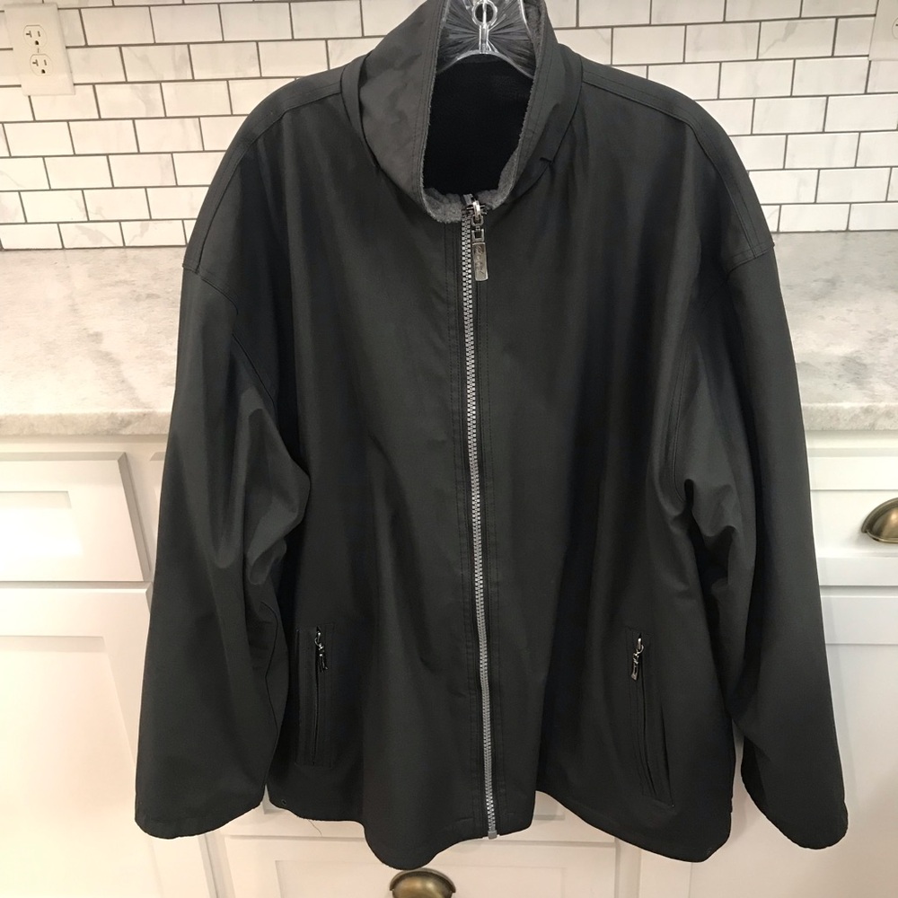 Cheneral Reversible Jacket Mens XL Black Gray Fleece Coat Classic Pockets